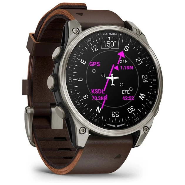 Смарт-годинник Garmin D2 Mach 2, 47mm, Saph, Bare Ti/Blk w/LthrBd, GPS (010-02904-31) - picture 3