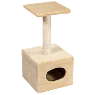 Дряпка (кігтеточка) для котів Природа Д1 з будкою (бежева) (4820157403051) зображення 1