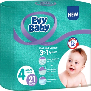 Підгузки Evy Baby Maxi 7-18 кг 21 шт (8690506520281) зображення 1