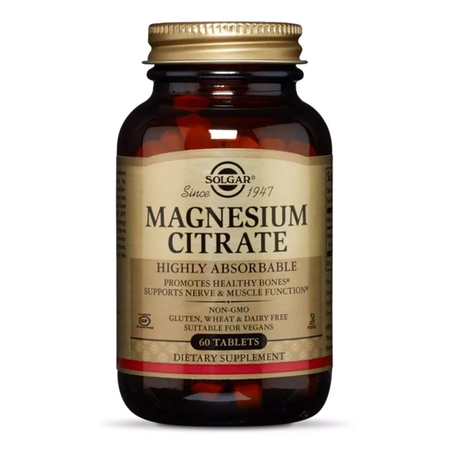 Мінерали Solgar Цитрат магнію, Magnesium citrate, 60 таблеток (SOL-59204) - изображение 1
