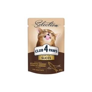 Вологий корм для кішок Club 4 Paws Paws Selection Преміум Шматочки з оселедцем та салакою в желе 80 г (4820215368025) зображення 1