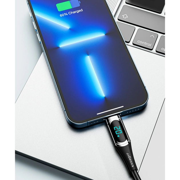 Дата кабель USB-C to Lightning 1.0m 20W Digital Display blue Essager (EXCTL-YD03) - зображення 11