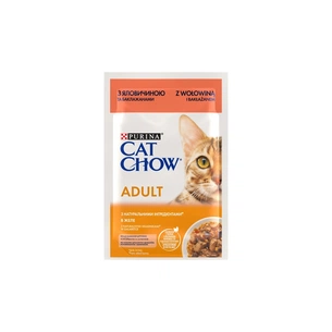 Вологий корм для кішок Purina Cat Chow Adult з яловичиною та баклажанами в желе 85г (7613036595025) зображення 1