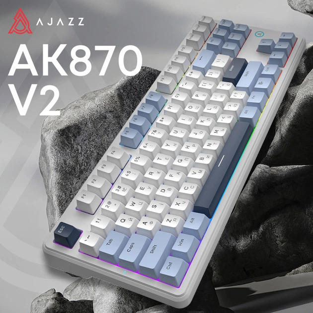 Клавиатура Ajazz AK870 V2 Flying Fish Switch USB UA White/Blue (AK870-V2-FF-BWB) - изображение 6