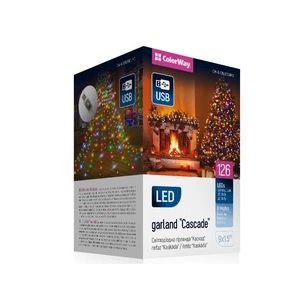 Гірлянда ColorWay Каскад LED 126 9 x 1.5 м 8 функцій різнокольорова USB (CW-G-126L91CUMC) зображення 1