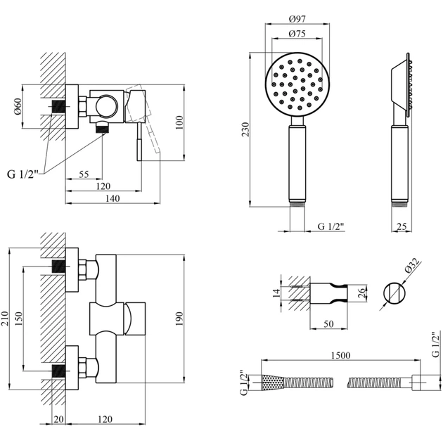 Душевой гарнитур Kroner Klassisch-ESG050 (CV035370) - изображение 7