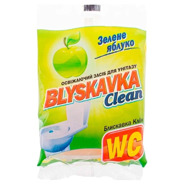 Туалетний блок Blyskavka Clean Зелене яблуко 37 г (4820055140805) - изображение 1