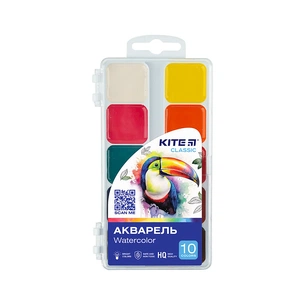 Акварельні фарби Kite Classic, 10 кольорів (K-060) зображення 1
