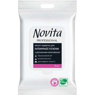 Серветки для інтимної гігієни Novita Professional з рослинним комплексом 15 шт. (4823071651195) зображення 1