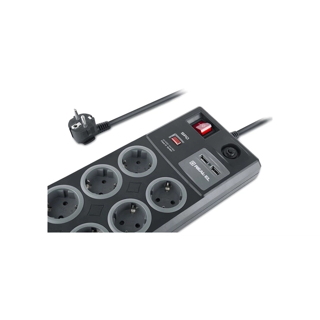 Мережевий фільтр живлення REAL-EL RS-8F USB CHARGE 3m, black (EL122300004) - picture 10