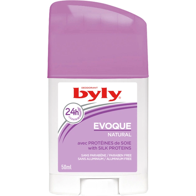 Дезодорант Byly Стик Evoque Natural Защита 24 часа С протеинами шелка для чувствительной кожи 50 мл (8411104017696) - изображение 1