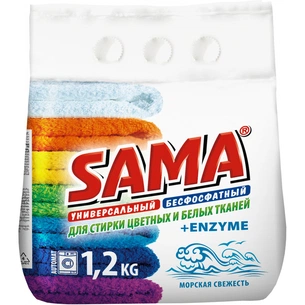 Пральний порошок Sama Морська свіжість безфосфатний автомат 1.2 кг (4820020264338) зображення 1