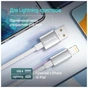Дата кабель USB 2.0 AM to Lightning 2.0m 3A zinc alloy braided white ColorWay (CW-CBUL099-WT) - зменшене зображення 7