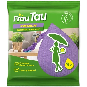 Серветки для прибирання Frau Tau целюлозні Преміум 3 шт. (4820195508114) зображення 1