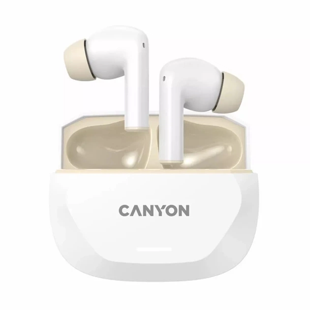 Наушники Canyon Hexagon 7 TWS ANC+ENC Wireless Charge White/Beige (CNS-TWS7WB) - изображение 1