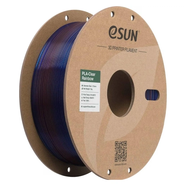 Пластик для 3D-принтера eSUN PLA Clear Rainbow 1,75mm 1kg Transl BLUE PURPLE (PLA-CLRB175T-UZ1P1) - зображення 1
