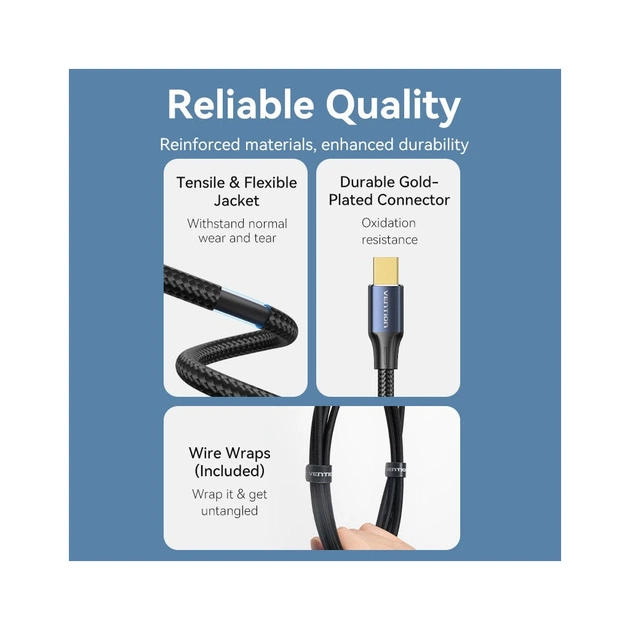 Кабель мультимедійний miniDisplayPort M to Mini DisplayPort M 2.0m V1.4 8K60Hz blue Vention (HCGLH) - picture 7