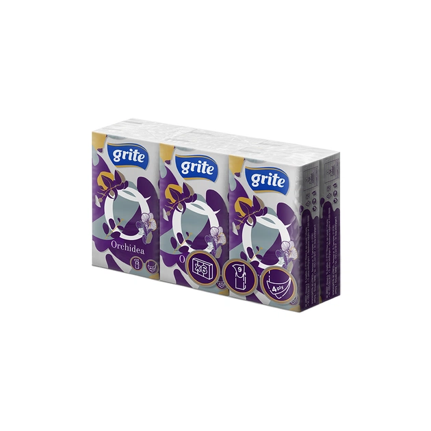 Серветки косметичні Grite Orchidea 4 шари 9 шт х 6 пачок (4770023481167) - зображення 1