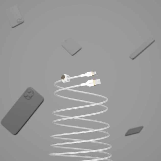 Дата кабель USB 2.0 AM to Lightning 1.0m white Belkin (CAA010BT1MWH) - picture 8
