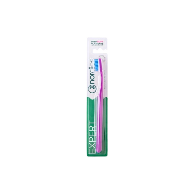 Зубная щетка Nordics 6580 Expert Curve Soft Фиолетовая с голубой щетиной (3800501908525) - изображение 1