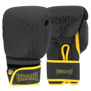 Боксерські рукавички PowerPlay 3021 Ukraine Чорно жовті 10 унцій (PP_3021_10oz_Black/Yellow) зображення 1