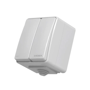 Вимикач Videx BINERA IP65 зовнішній 2кл сірий (VF-BNW12-G) изображение 1