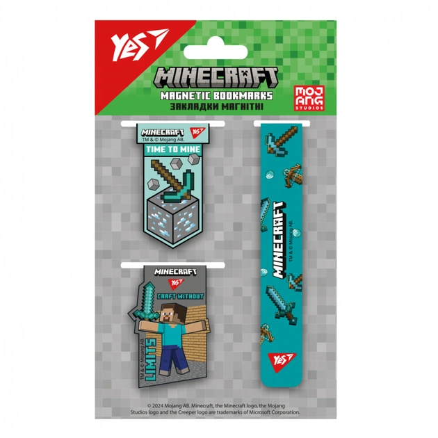 Закладки для книг Yes магнитные Minecraft 3 шт (708346) - изображение 1