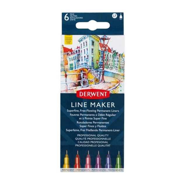 Лайнер Derwent набор Line Maker Colour 6 шт, цветные (5028252595971) - изображение 1