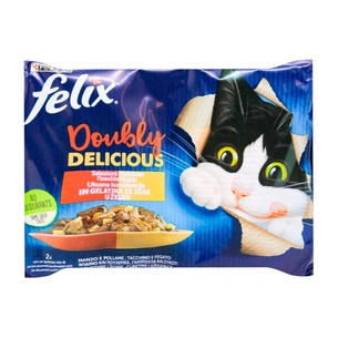 Вологий корм для кішок Purina Felix Doubly Delicious з індичкою, печінкою, яловичиною та птицею 4х85 г (7613287487612) зображення 1