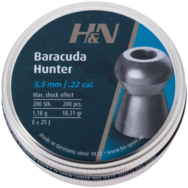 Пульки H&N Baracuda Hunter, 5,5 мм ,1.18г, 200шт/уп (92175500003) - изображение 1