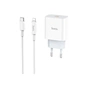 Зарядний пристрій HOCO C76A Plus Speed Source USB-C PD20W + cable USB-C to Lightning White (6931474746924) - зменшене зображення 1