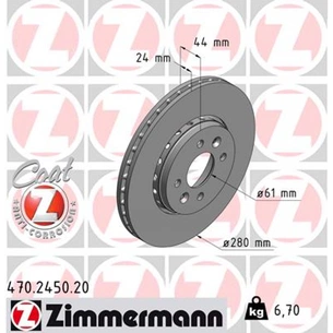 Гальмівний диск ZIMMERMANN 470.2450.20 зображення 1