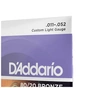 Струни для гітари D'Addario 80/20 Bronze Custom Light (11-52) (EJ13) - уменьшенное изображение 4