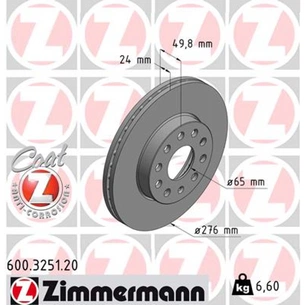 Гальмівний диск ZIMMERMANN 600.3251.20 зображення 1