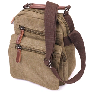 Сумка Vintage Тканинна з щільного текстилю Оливкова (21227) зображення 1