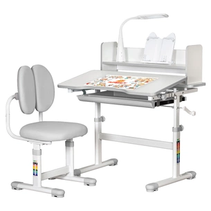 Парта зі стільцем ErgoKids Grey (+ поличка та лампа) (BD-24 G) изображение 1