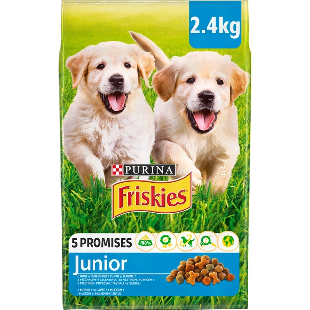 Сухой корм для собак Purina Friskies Junior с курицей, овощами и молоком 2.4 кг (7613034232205) - изображение 1