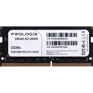 Модуль пам'яті для ноутбука SoDIMM DDR4 8GB 2666 MHz Prologix (PRO8GB2666D4S) зображення 1