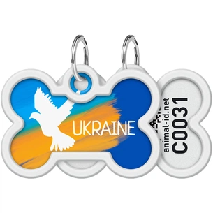 Адресник для тварин WAUDOG Smart ID з QR паспортом "Прапор", кістка 40х28 мм (0640-0229) зображення 1