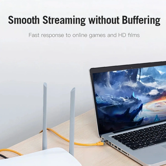 Патч-корд 0.3м, S/FTP cat 6a RJ-45 yellow Vention (IBHYAA) - picture 2