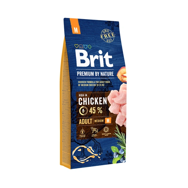 Сухой корм для собак Brit Premium Dog Adult M 15 кг (8595602526376) - изображение 1