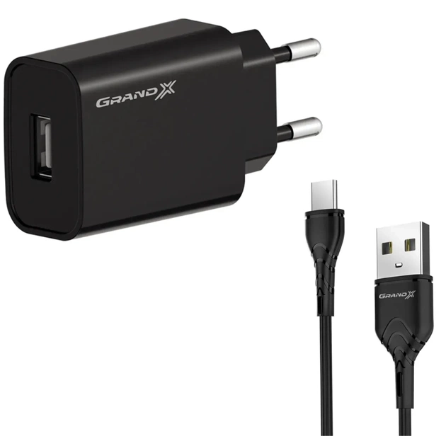 Зарядное устройство Grand-X Quick Charge QС3.0, + cable USB -> Type C 1m (CH-550TC) - изображение 1