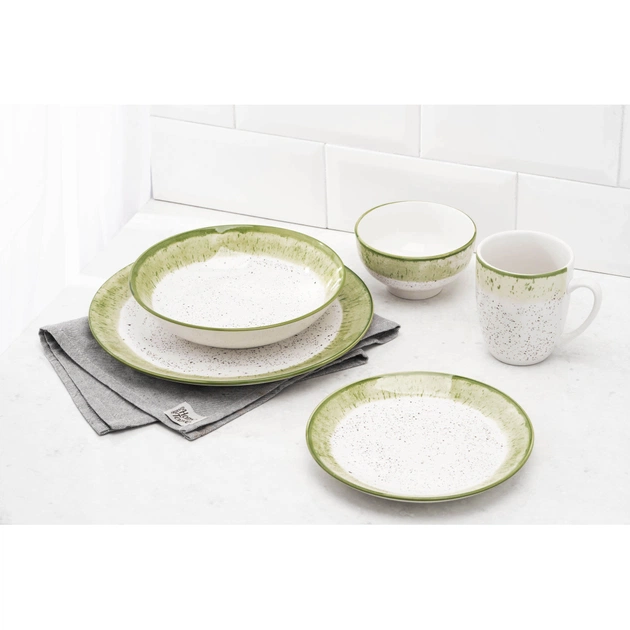 Тарілка Ardesto Siena, 20см, порцеляна, біло-зелений (AR2920SWG) - picture 6