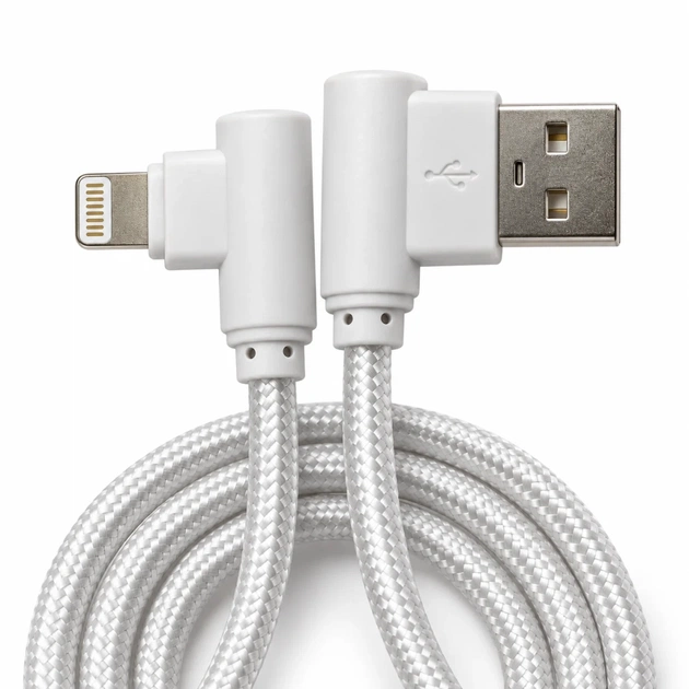 Дата кабель USB 2.0 AM to Lightning 1.0m 2.4A textile 90° corner white XoKo (XK-CTL-005-WH) - зображення 1