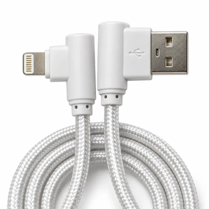 Дата кабель USB 2.0 AM to Lightning 1.0m 2.4A textile 90° corner white XoKo (XK-CTL-005-WH) зображення 1