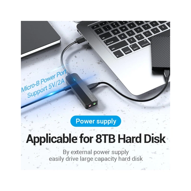 Концентратор Vention USB 3.0 to 3хUSB 3.0/2хTRS Audio/USB Micro 1.0m (CHIBF) - picture 3