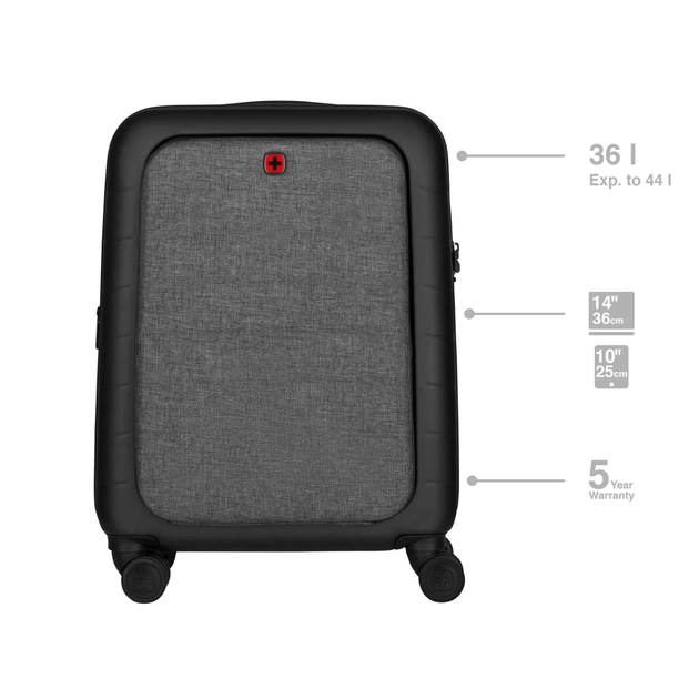 Валіза Wenger Syntry, полікарбонат/поліестер, мала, н/б 16", 4 колеса, чорна (610163) - зображення 3