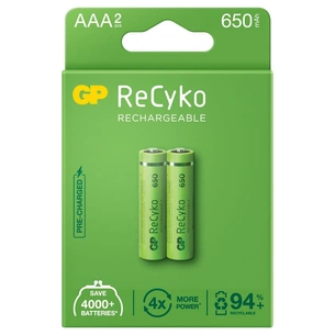 Акумулятор Gp AAA 65AAAHCE-EB2 Recyko 650 mAh * 2 (65AAAHCE / 4891199186677) зображення 1