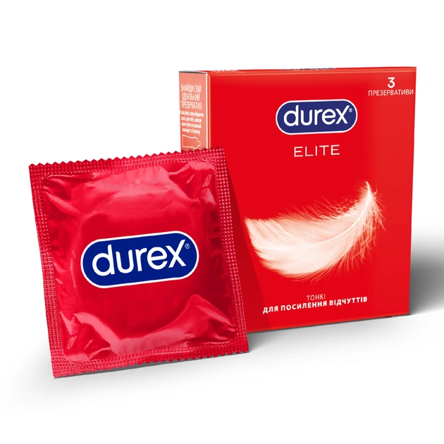 Презервативи Durex Elite латексні з силіконовою змазкою (тонкі) 3 шт. (5010232954236) - зображення 1