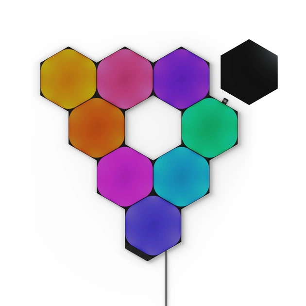 Розумна система освітлення Nanoleaf Shapes Ultra Black Hexagons Starter Kit, Apple HomeKit, 9 шт. (NL42-0102HX-9PK) - picture 1